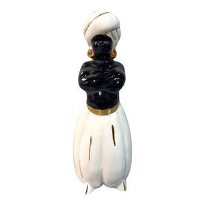 Vintage MCM Blackamoor Figurine Collectible 1950s Nubian Harem Dancer 8" Gold Ac